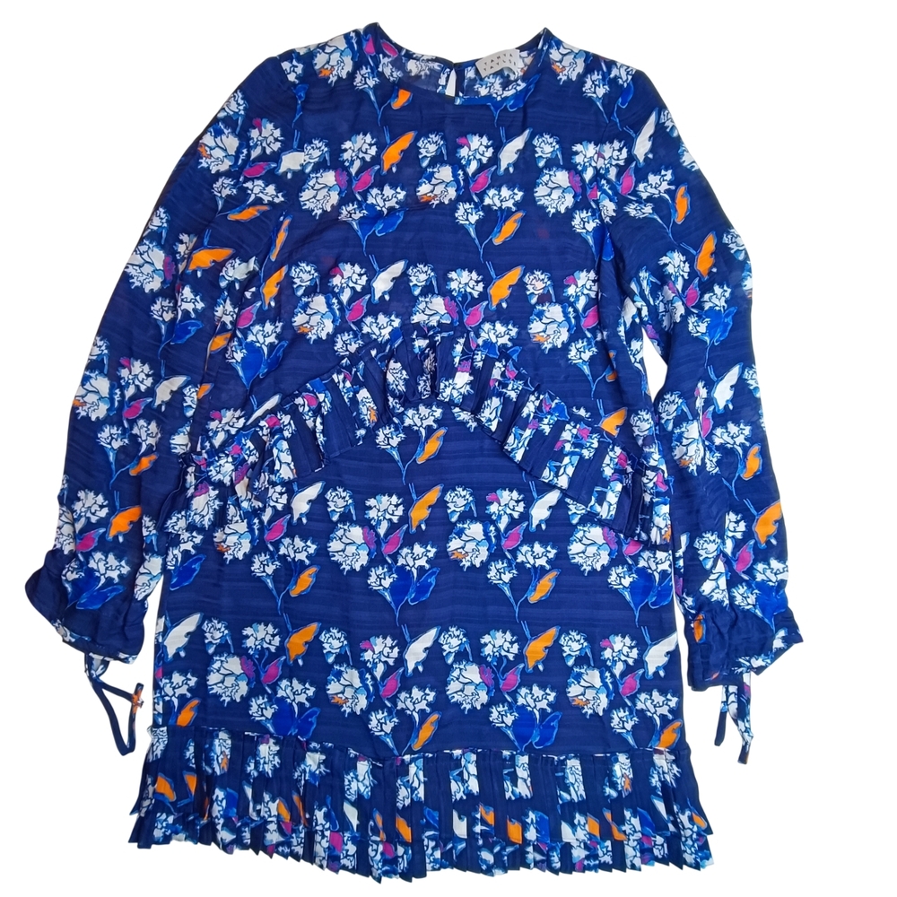 Tanya Taylor Simi Dress – Indigo Multi – Size XS – 100% Silk